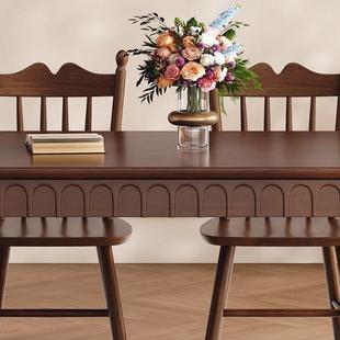 古风实木餐桌胡椅BY-ZGF-组中合家法式小户型美式简约用桃木色长