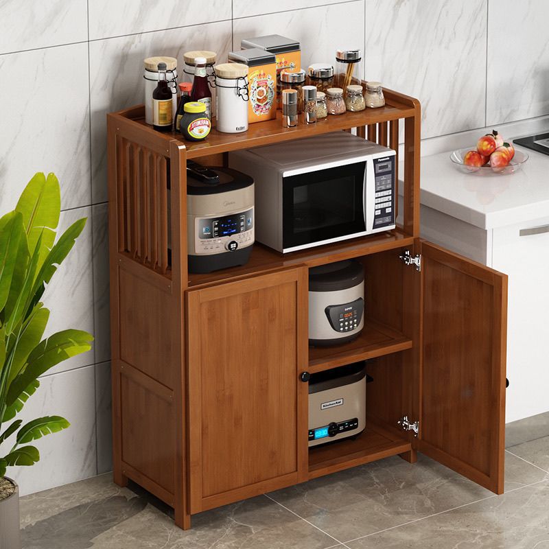 厨房置物架落地家用烤箱架橱柜带门橱柜收纳柜微波炉架多层多功能