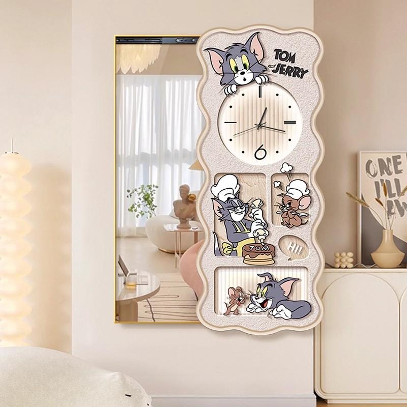 猫和老鼠推拉式全身镜客厅画钟装无品牌/饰玄关时镜子挂卧室隐藏