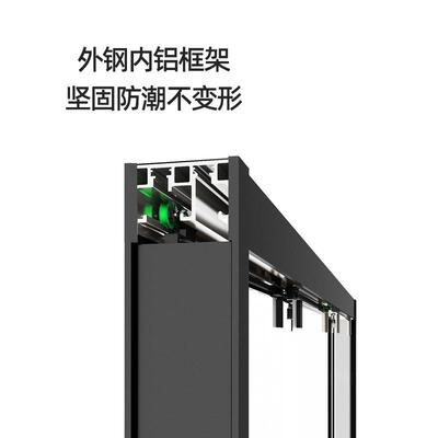 三联动淋浴房一字型卫生间下沉式玻璃门隔断浴室洗澡移门式浴屏