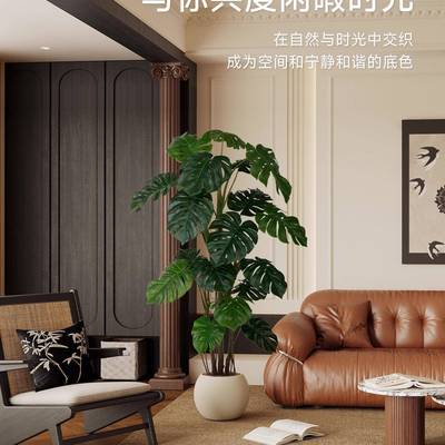 植绿龟仿栽背竹轻奢盆办公室装饰摆件客厅落地生假NFQ树植物