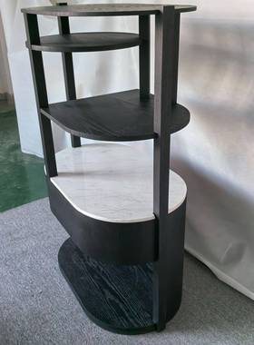 黑色酒柜岩饮板轻奢ltao1009多厅电视柜沙发旁客铁艺层落地水机置