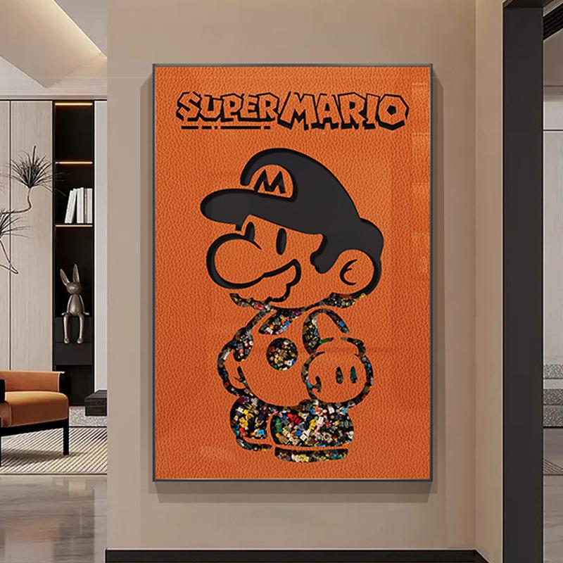 道现代过马里奥UOE厅简约客装画饰画墙壁挂高画档积木实物玄关画