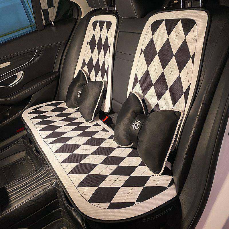 汽菱车坐垫通用四季夏DVE季车套座套网红格透气车载座椅半包垫座