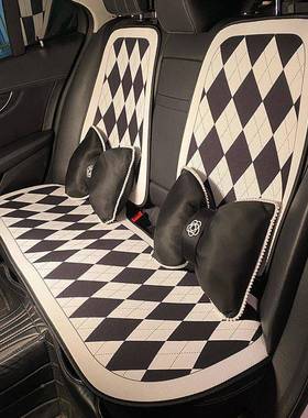 汽菱车坐垫通用四季夏DVE季车套座套网红格透气车载座椅半包垫座