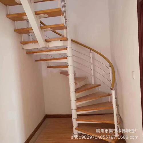BGQ旋转楼阁楼复式室内圆形阳台现家中用梯柱钢木代公寓夹层跃层
