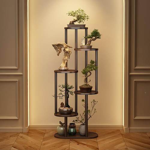 实AAR木花物架置式架中式实内落式地新中木花盆竹仿古