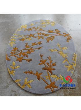 新西进口毛黑兰色抽象植物花卉椭圆HUV客厅形茶几地毯餐羊厅卧室