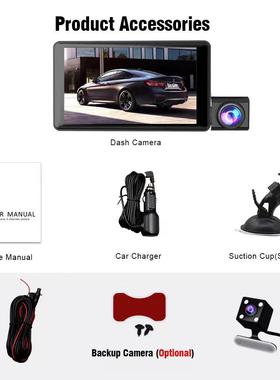 高清180PHXP录3Cameras车D前三车内0车后一体4寸ashCam3Channel