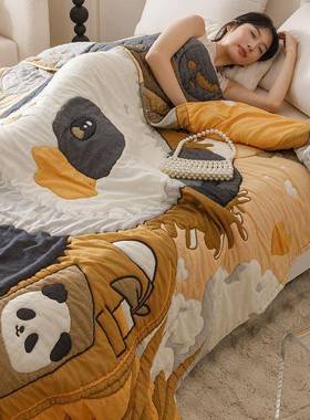 春秋被十层纱布毯卡通全毛盖巾被加棉厚单双人泡芙82325子纯棉儿