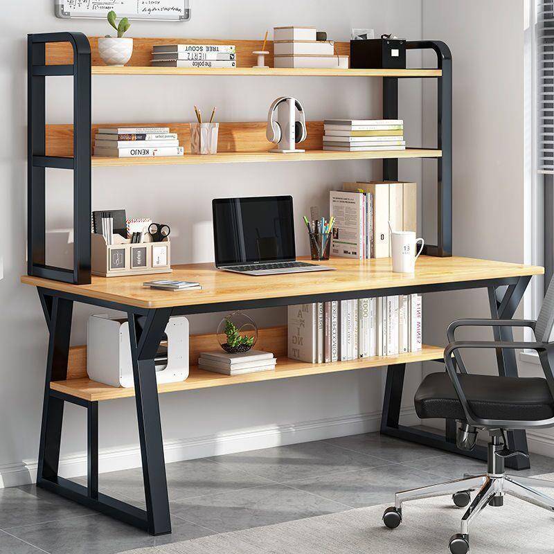 电脑书桌家书架组合桌一体约台式用简学习桌卧室学生简无品牌/易