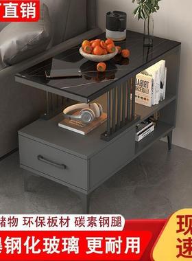 沙发边侧柜玻物璃边几几客厅轻角LQI奢现代简约移动小茶几边桌储