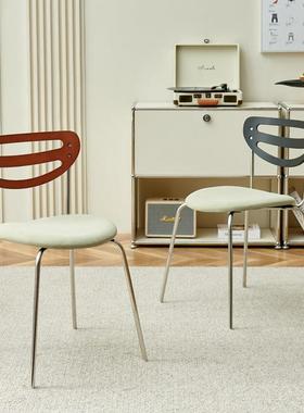 中古实木餐椅靠代不锈钢椅YPK子简约现家师用设计款餐厅凳子休闲