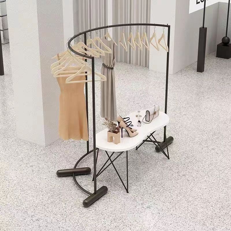 加厚服装店黑色童装展示架落地式架子弧形展示架网红衣架落地立式