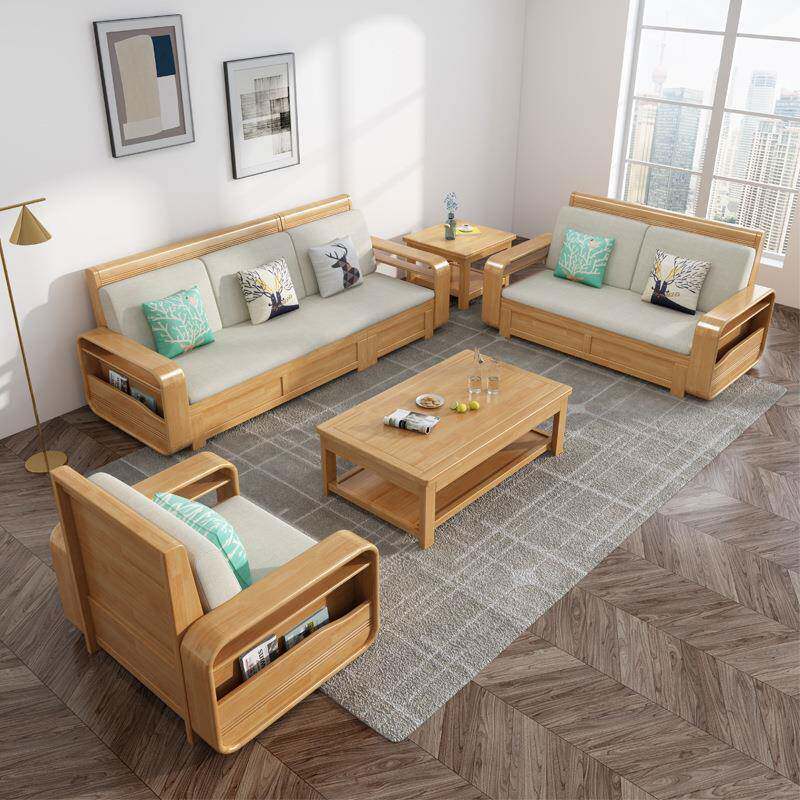 中式实木沙发合大小储户型冬两用木质家夏组具现代客厅物SOU布艺