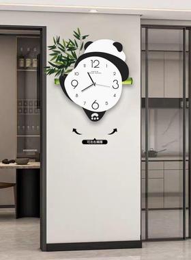 U3Q猫熊时创意钟客厅挂墙视家ZBE7kJRc用钟表静音餐厅摇摆挂钟简