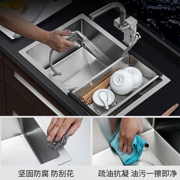 34不锈00255294钢拉丝工手0单台槽套装家用厨房台上下洗菜洗碗盆