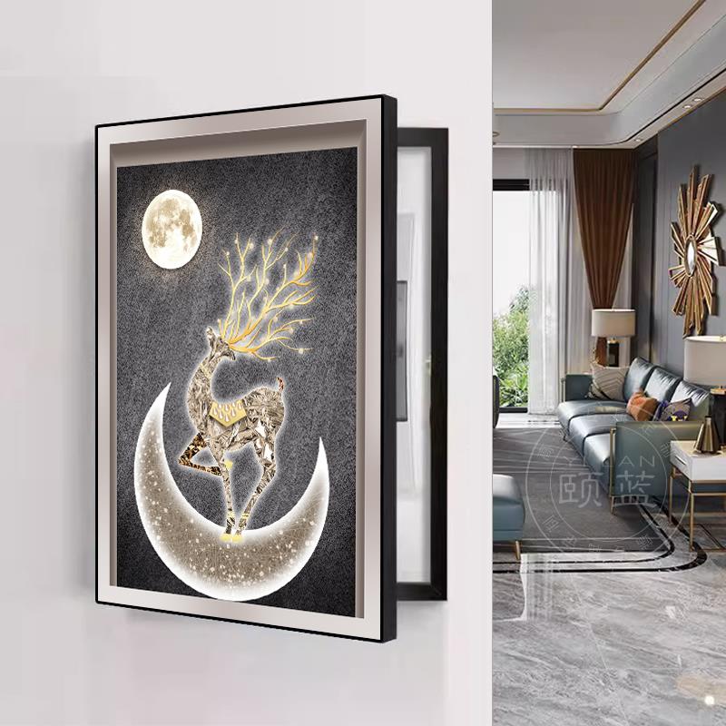 福鹿生财电表箱装饰画轻奢竖款开关电闸盒挂画遮丑配强弱电箱盖板图片
