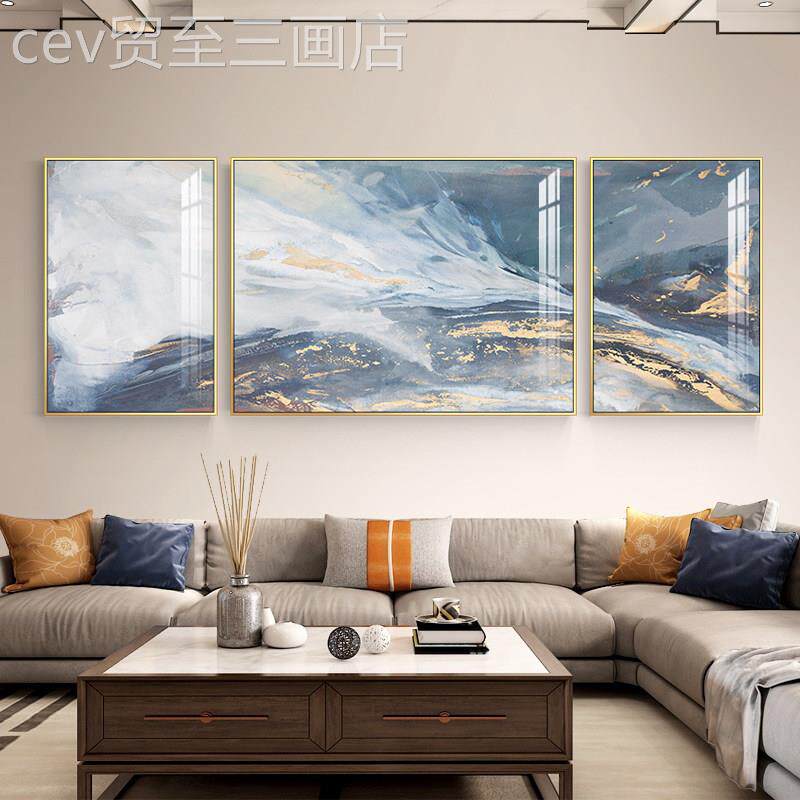 网红装烁面金流溢北欧客厅饰背画抽象艺术沙三发景墙联轻奢挂画墙