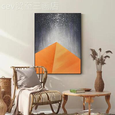 网红.《仰》未来简原手绘现创代约客望厅挂画玄关装饰画抽象