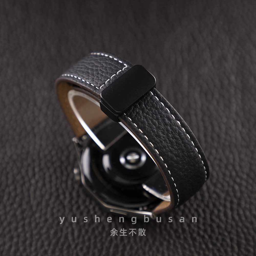 thumbnail for Applicable to Huawei GT6PRO watch, Watch5 magnetic buckle, watch4 3pro top-layer cowhide GT5 432 leather BUDS pebbled GT2Pro strap, Extraordinary Master 22mm Xiaomi Honor