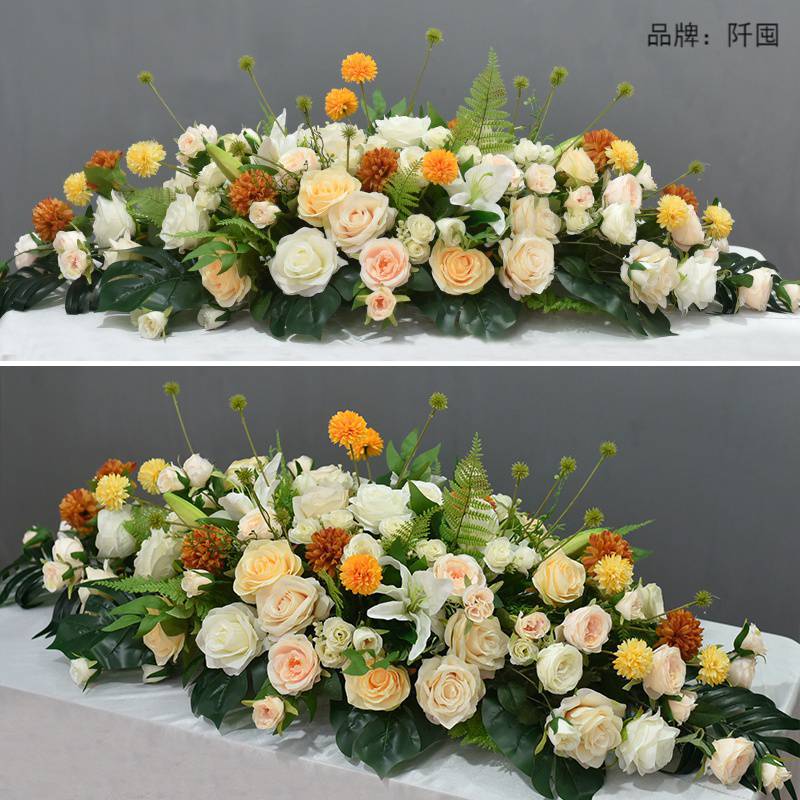 假花仿真花高档长形大型会议桌花商务台花办公会议室桌面装饰摆件