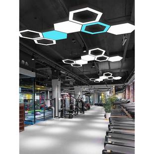 六边形吊leDIEd型灯创造意灯蜂业巢办公室健身房六角形工风灯具