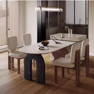 XW法式板中古风餐桌现代简约户无品牌/型家用洞石岛台实岩小木餐