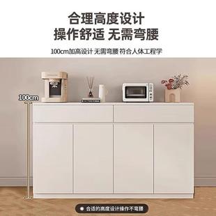 R靠td餐边柜简约一体置物柜客厅茶水柜奶油家用OPI风阳台橱柜厨墙