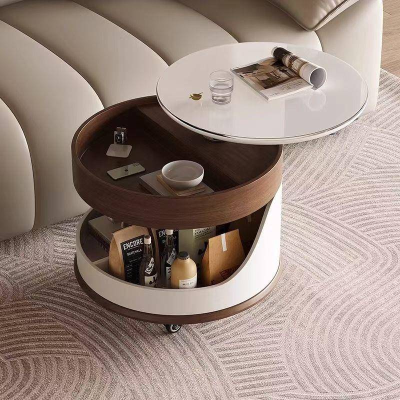 6886-1现代简约升降茶几客可厅用小户型移家动沙发几边圆形轻奢小