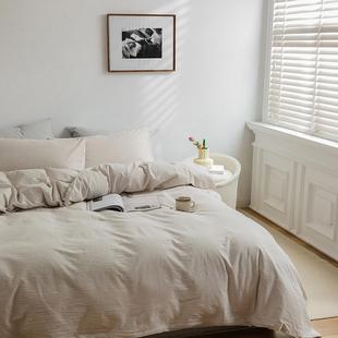 日式 色织全棉水棉宿件WET四套纯棉细条纹简约民床上用品床洗单三