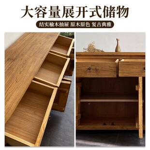 T老榆木家具实木餐柜边现代中玄关收纳柜子家用LMY复古储物柜子 式