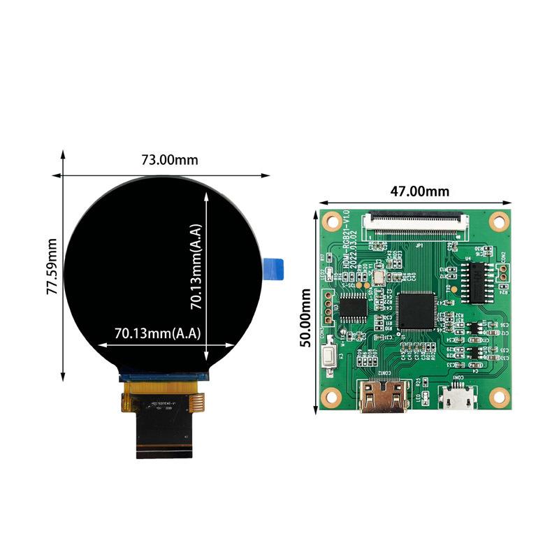 2.8寸480480TFT579圆屏40PIN*45亮度miniH开DMI转RGB智能关0可加T