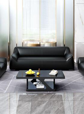 办公沙区发简约现休闲WTU休息黑色极简商会务客接待代办公室沙发