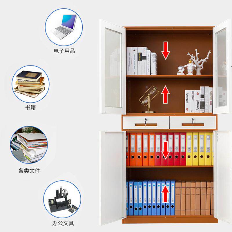 以利咖白中咖白中二件二斗器械灰白装套色文储物柜加厚办公柜子拆