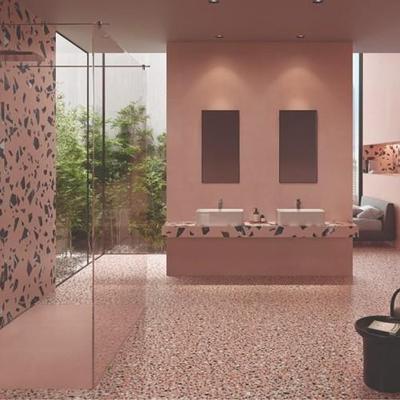 粉色100mm直接黑白根大石边料克理马水磨石地砖墙面茶几d赛inLUTg