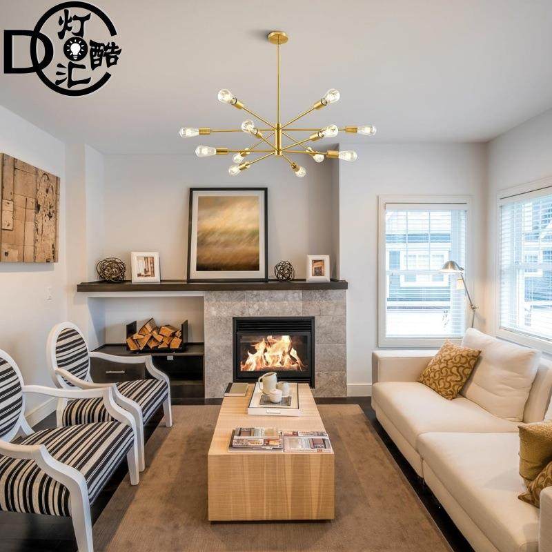 美式复古简约枝形卫星灯铁客厅餐房厅书多头艺753分吊子灯,家装灯饰光源,智能吊灯,淘宝优惠券,粉丝福利购,淘宝优惠卷