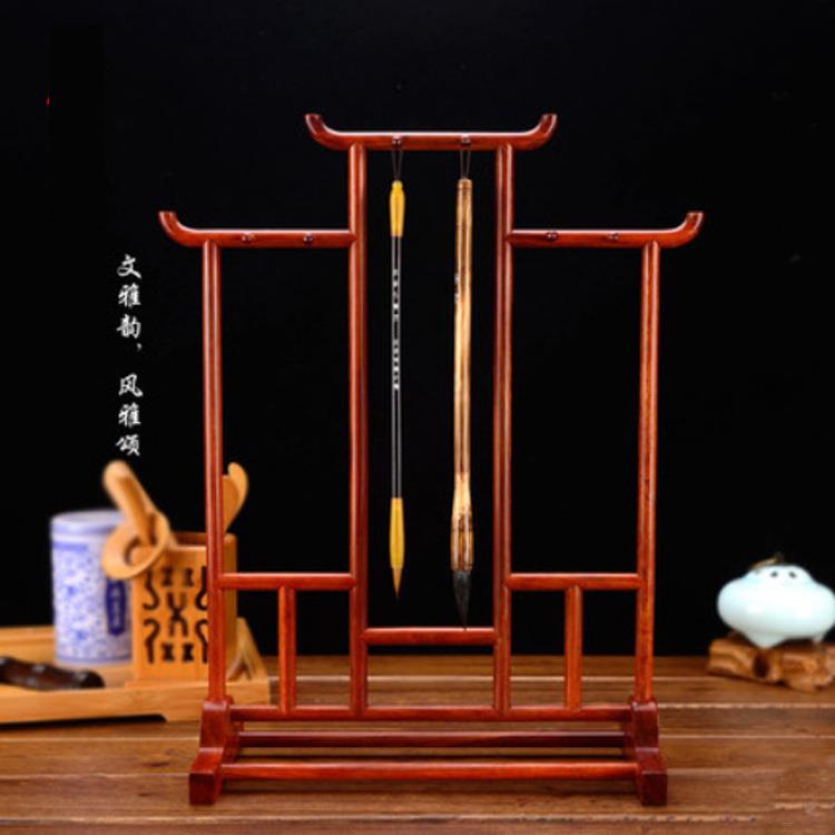 文房四红宝笔架12挂微派明式毛1222挂酸木枝笔架毛书法用品