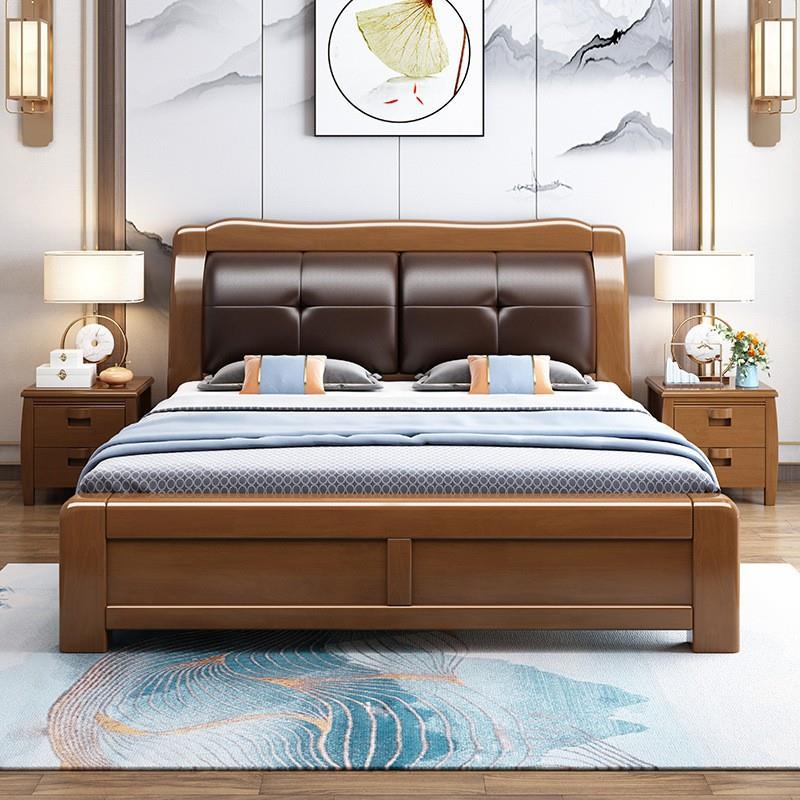 8实.床主卧婚床15米双人木X132#床1.米现代简约卧室储物软包经济