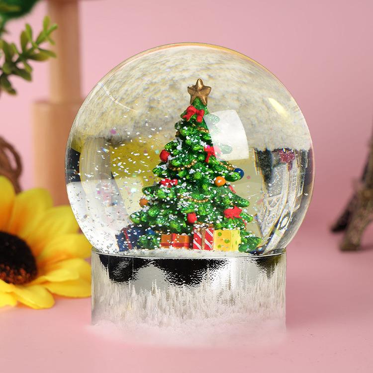 圣诞雪花球款现圣诞树内景系列树脂电597镀晶水球摆件工艺品厂家