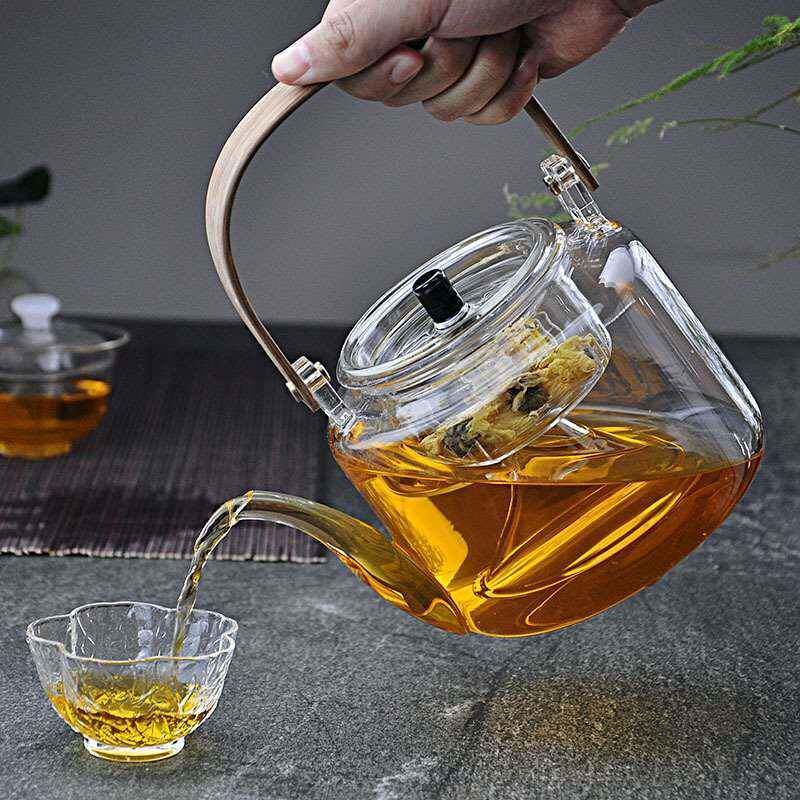 蒸煮双用漏壶提梁蒸用壶高46009硼硅玻璃煮一体提梁家大号蒸煮茶