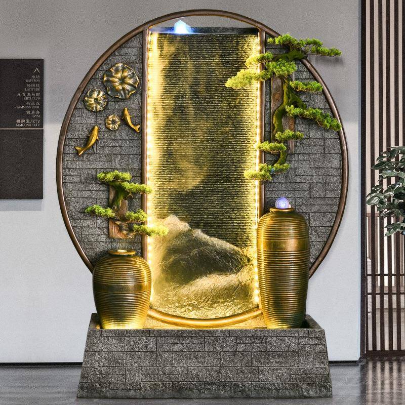 Bw2水597幕墙流水背景屏风山喷泉水客玄厅关庭院假落地流墙装饰花