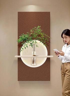 水培绿植玄体装饰画奶风油入户正对门挂画关走廊过道立砂XVG岩灯