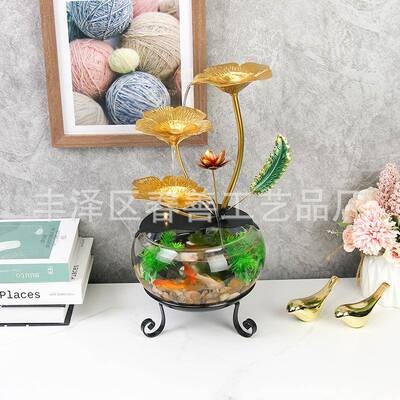 创意SNE桌面鱼缸水摆件财家居客厅桌面办公室流观水景小招流摆件