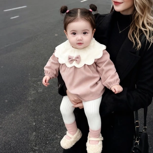 罩衣女宝宝公主裙外穿吃饭围兜护衣可爱幼儿童反穿衣防水防脏秋冬