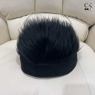 假发帽子男士一体秋冬带头发的帽发短发光头专用头套流氓嘻哈帽款