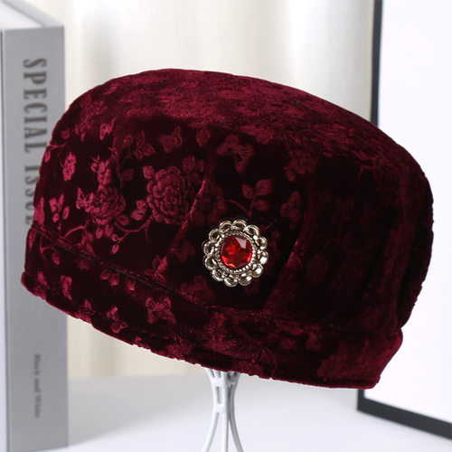 秋冬中老年毛线帽子女冬加绒保暖