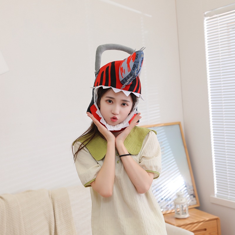 电锯人毛绒帽波奇塔动漫头套二次元链锯人搞怪保暖电次玩具抱枕