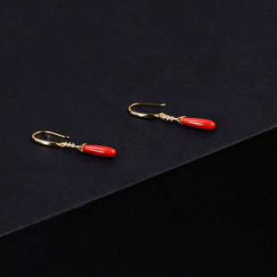 【大章鱼专属】红珊瑚耳饰时尚百搭耳坠 4x13mm（多样性发货）