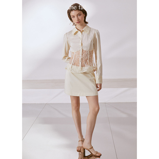 the fall新款夏季中腰时尚半裙高级感A字裙女蕾丝罩裙套装可拆卸